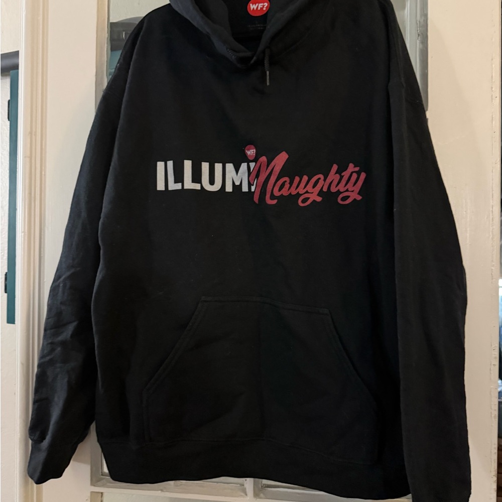 Black Hoodie with Red and White Print